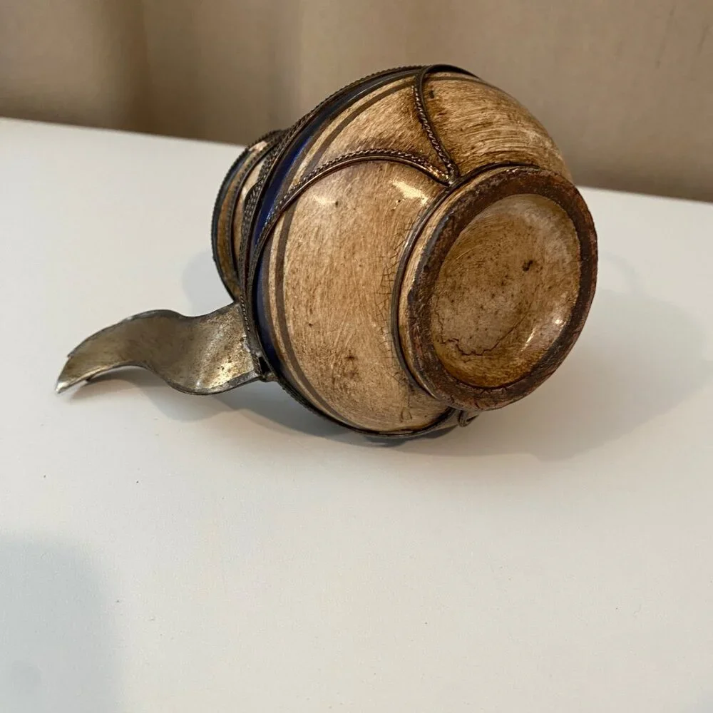 Vintage Moroccan Ceramic Tea‎ Pot – Silver Filigree & Gemstone Accents